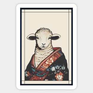 Sheep with kimono japanese vintage Sticker